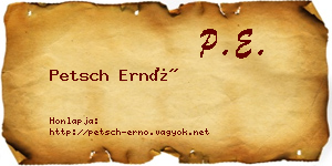 Petsch Ernő névjegykártya
